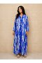 Women's Patterned Long Sleeve Viscose Fabric 3-Button Dress 40-46