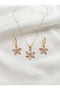 Women's Pink Zircon Stone Lotus Necklace and Earring Set
