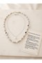 Natural Stone Mayorka Pearl Evil Eye Beaded Original Pearl Detailed and Original Pearl in Steel Chain End Women's 2-Piece Necklace - 3