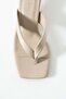 Nübel Beige Flip-Flop Detailed Heeled Slippers
