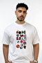 Kaya Metal Logo Design Printed Oversize White T-Shirt