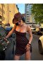 Premium Trend Chiffon Polka Dot Patterned Thin Strap Mini Dress - 5