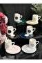 Acar Rozsa 6-Person Porcelain Coffee Cup Set - 2