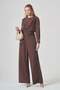 Women's Cross Waist Tie Set Brown 31446 - 3