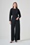 Women's Cross Waist Tie Set Black 31446 - 5