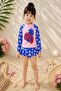 New Season Patterned Sun Protection Long Sleeve, Crop Top, Ruffled Mini Skirt Bikini Set - 2