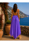 Purple Color Asymmetrical Capped Silk Trousers - 2