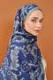 Riva Shawl Tencel Floral Midnight Blue - 3