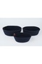 3-Piece Cotton Knitted Oval Basket Set Navy Blue Decorative Organizer Basket - 5