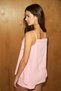 Lifke Women's Strappy Drawstring Detailed Comfortable Fit Shorts Linen Cotton Blend Pink Top and Bottom Set - 5