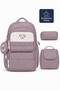 4-Piece Satin Fabric Waterproof Primary School Bag Set with Lunch Bag, Pen Holder and Accessory Bag - 5