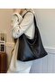 Women's shoulder bag Textured leather black texture inside with small bag daily commute - 4