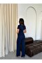 Women's Buckled Double-Breasted Top and Striped Modal Pants Set - 8