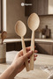 Set of 2 Large Size 100% Natural Boxwood Wooden Spoons Handmade Wooden Dowry Set Mixing and Serving Spoons - 2