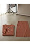 Summer Buttoned Crew Neck Cropped Skirt Knitwear Set - 6