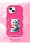 iPhone 15 Compatible Case with Camera Protector Red Silicone Couple Phone Case Cat Pattern - 2