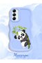 Samsung Galaxy A14 Compatible Case Camera Protector Blue Silicone Couple Phone Case Panda Pattern - 2