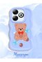Infinix Hot 40I Compatible Case Camera Protector Blue Silicone Couple Phone Case Bear Pattern - 2