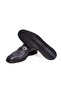 Dark Blue Color Laceless Genuine Leather Men's Shoes - 3