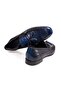 Dark Blue Color Laceless Genuine Leather Men's Shoes - 2