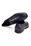 Dark Blue Color Laceless Genuine Leather Men's Shoes - 2