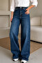Navy Blue Wide Leg Jean Trousers