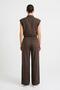 Bitter Brown Pocketed Crop Shirt Trousers Set 7157 - 3