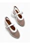 Women's Mary Jane White Mesh Ankle Strap Ballerinas