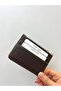 Four-Compartment Zipper Detailed Bitter Brown Leather Women's Card Holder