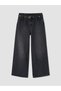 Black Wideleg Women's Jean Trousers with Belt - 5