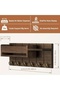 1 Solid Wood Wall Key Holder Organizer Shelf Entryway 6 Metal Hooks Basket Rustic Brown - 2