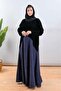 عباية مخمل شتوي بتدخيلة قماش شمواه كحلي - 5