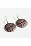 Copper Navy Blue Beige Daisy Patterned Dangle Earrings - 8
