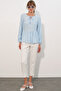Women's Long Sleeve Textured Blouse 998 - Blue - 2
