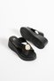 Women's Premium Platform Wedge Heel Trendy Slippers with Medallion Accessories - 4