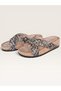 Women's Cross-Strapped Stoned Straw Detailed Anatomical Cork Filling Sole Slippers Black - 6