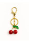 Cherry Figured Gold Bag Charm & Keychain Accessory - 3