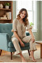 Women's Bamboo Linen Pajama Set with Tie Front Detail, Flared Sleeves and Cuffs - 2