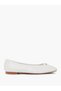 White Metal Detail Round Toe Ballerina Shoes