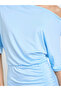 Blue One-Shoulder Flared Maxi Dress - 3