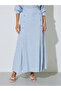 Blue Striped Maxi Skirt with Front Slit - 2