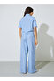 Blue Striped Tie-Hem Shirt and Wide Leg Pants Co-Ord Set - 6