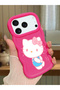 iPhone 17 Pro Max Compatible Case with Camera Protector Red Silicone Couple Phone Case Kitty Pattern