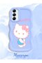 Samsung Galaxy A14 Compatible Case Camera Protector Blue Silicone Couple Phone Case Kitty Pattern - 2
