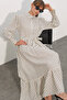 Women's Belted Hijab Dress 2589 - Cream