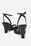 Women's Polka Dot Satin Cork Wedge Heeled Ankle Strap Summer Shoes - 6