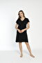 Women's Lace Detailed V-Neck Short Sleeve Combed Cotton Nightgown / Plus Size