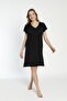 Women's Lace Detailed V-Neck Short Sleeve Combed Cotton Nightgown / Plus Size - 2
