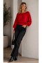 Women's Popular Asymmetrical Boat Neck Knitwear Sweater Red - 5