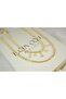 Kol615 Stone-Set Hanging Ball Chain Necklace Set - 2